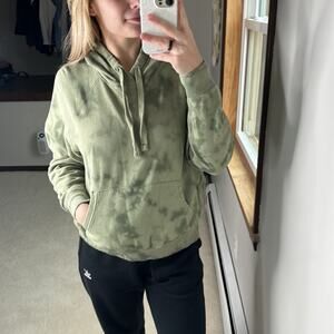 Old Navy: Olive Green Boxy TieDye Hoodie